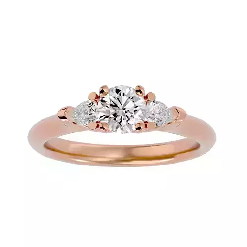 Tri Diamond solitaire wedding engagement ring with 360 view
