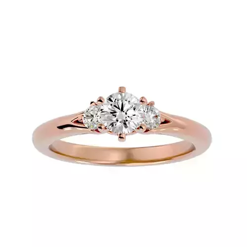 Tri Diamond solitaire wedding engagement ring with 360 view 3D print model