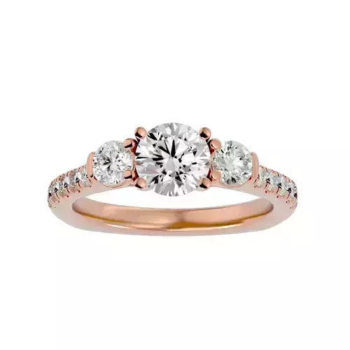 Tri Diamond solitaire wedding engagement ring with 360 view