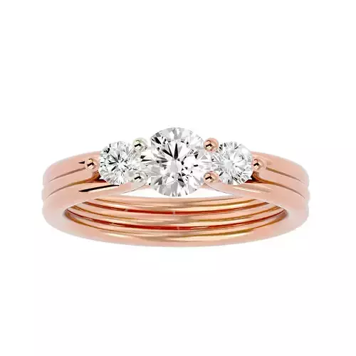 Tri Diamond solitaire wedding engagement ring with 360 view 3D print model
