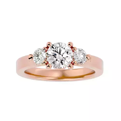 Tri Diamond solitaire wedding engagement ring with 360 view 3D print model