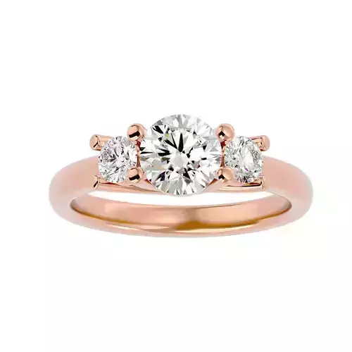 Tri Diamond solitaire wedding engagement ring with 360 view