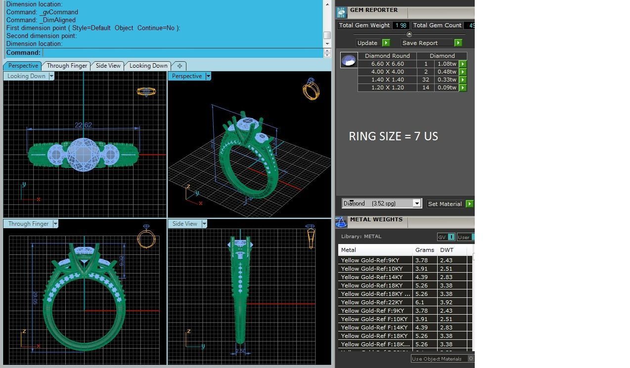 Tri Diamond solitaire wedding engagement ring with 360 view 3D print model_12