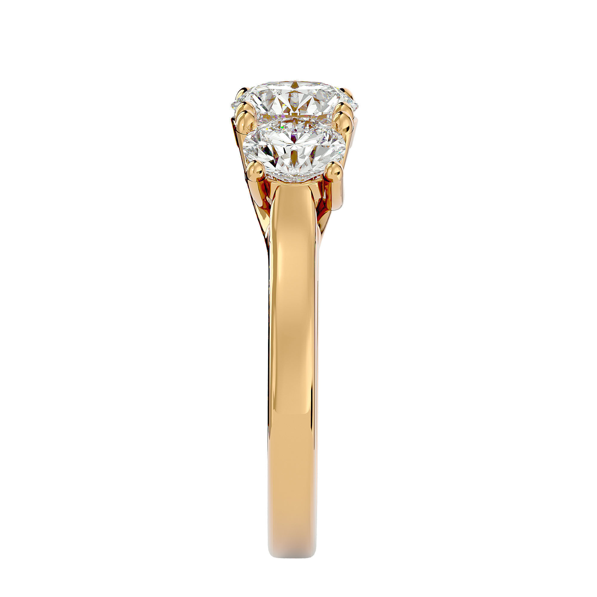 Tri Diamond solitaire wedding engagement ring with 360 view 3D print model_6