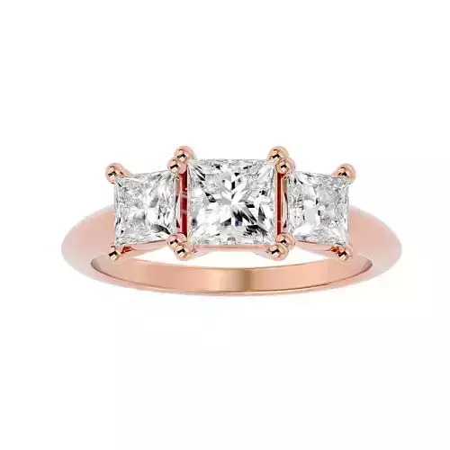 Tri Diamond solitaire wedding engagement ring with 360 view 3D print model