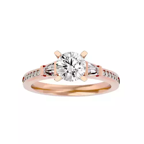 Tri Diamond solitaire wedding engagement ring with 360 view 3D print model