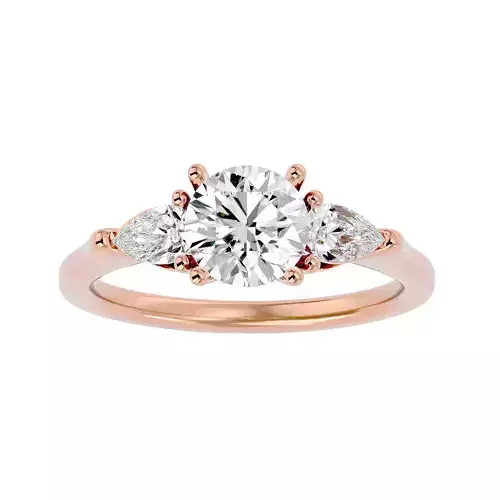 Tri Diamond solitaire wedding engagement ring with 360 view 3D print model