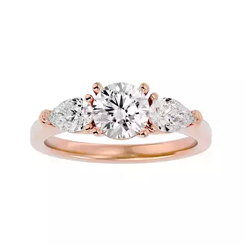 Tri Diamond solitaire wedding engagement ring with 360 view 3D print model