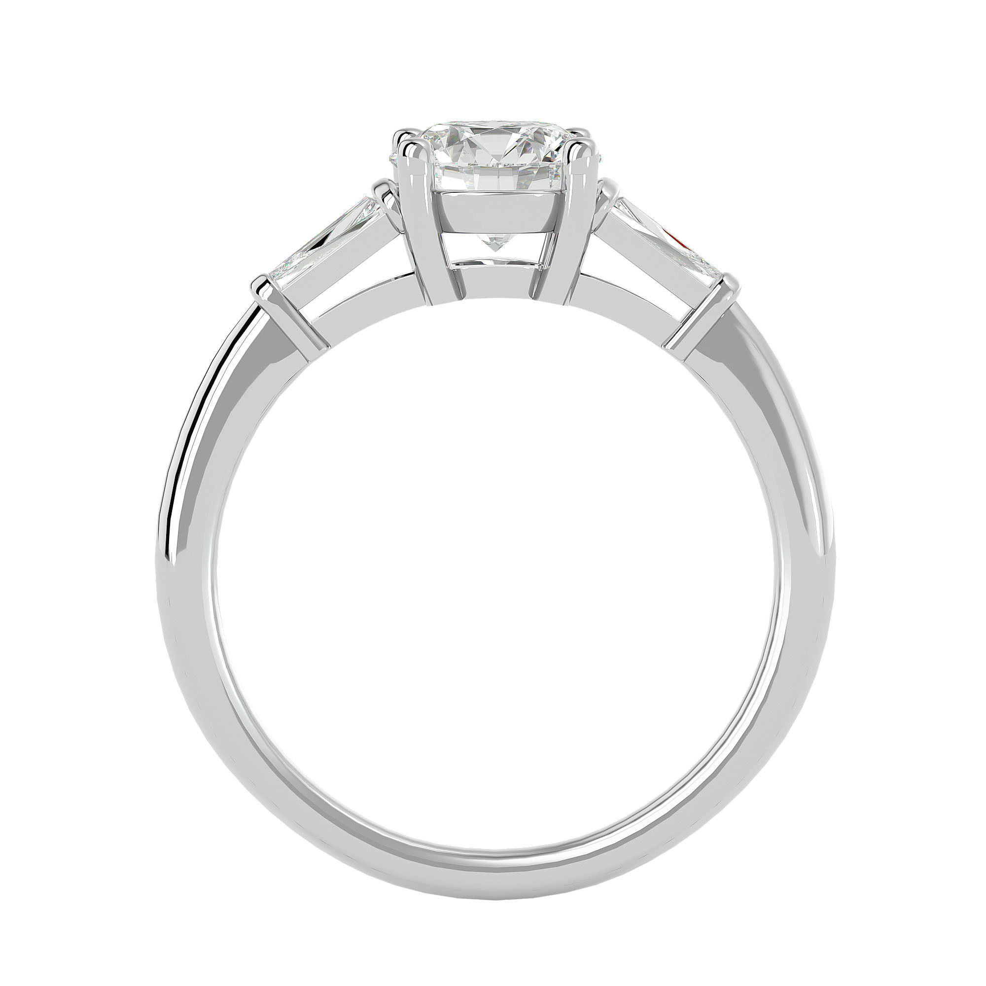 Tri Diamond solitaire wedding engagement ring with 360 view 3D print model_3