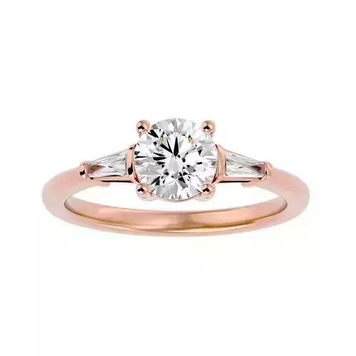 Tri Diamond solitaire wedding engagement ring with 360 view 3D print model