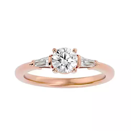 Tri Diamond solitaire wedding engagement ring with 360 view 3D print model