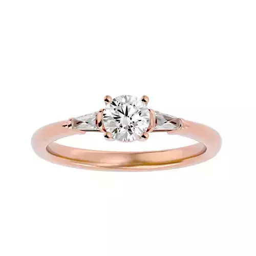Tri Diamond solitaire wedding engagement ring with 360 view 3D print model