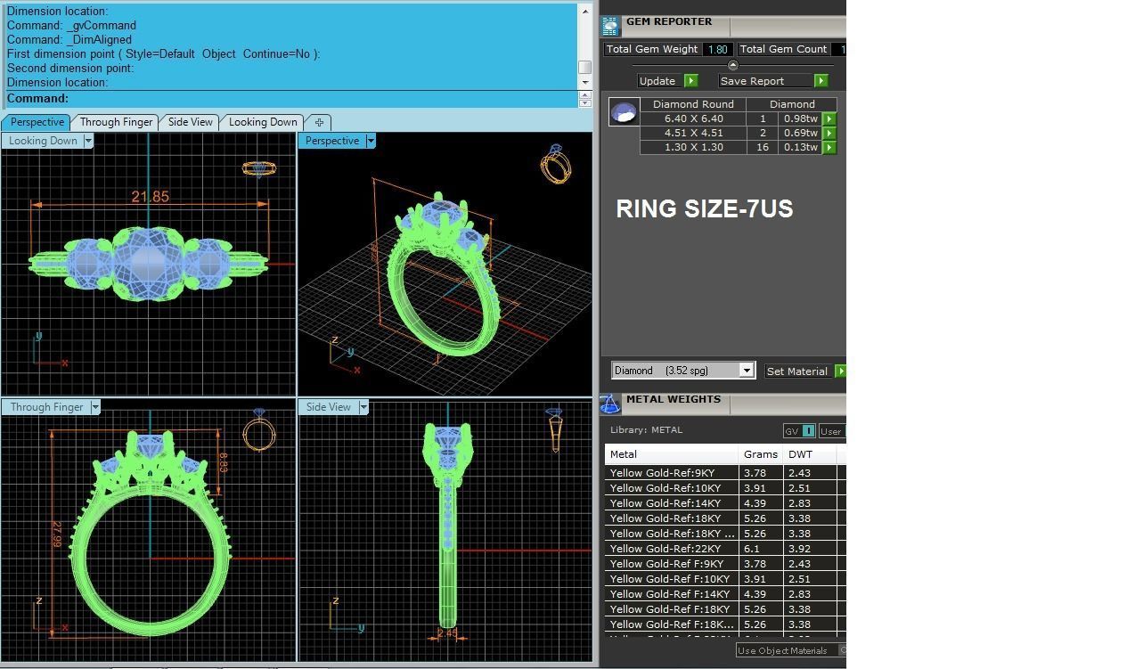 Tri Diamond solitaire wedding engagement ring with 360 view 3D print model_6
