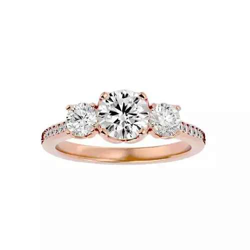 Tri Diamond solitaire wedding engagement ring with 360 view 3D print model