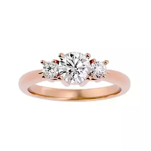 Tri Diamond solitaire wedding engagement ring with 360 view 3D print model