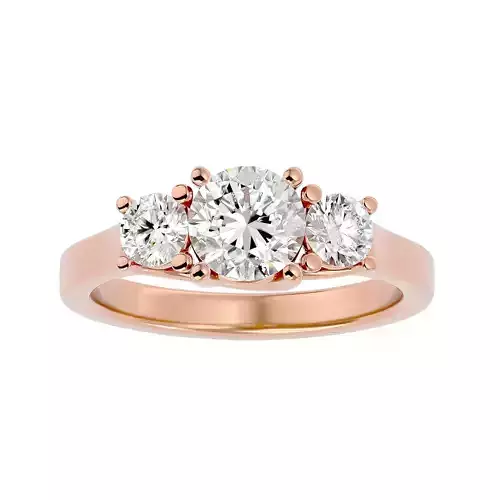Tri Diamond solitaire wedding engagement ring with 360 view 3D print model