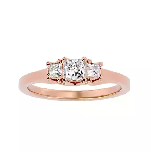 Tri Diamond solitaire wedding engagement ring with 360 view