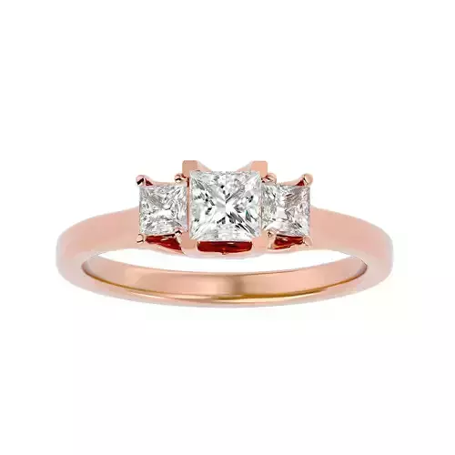 Tri Diamond solitaire wedding engagement ring with 360 view