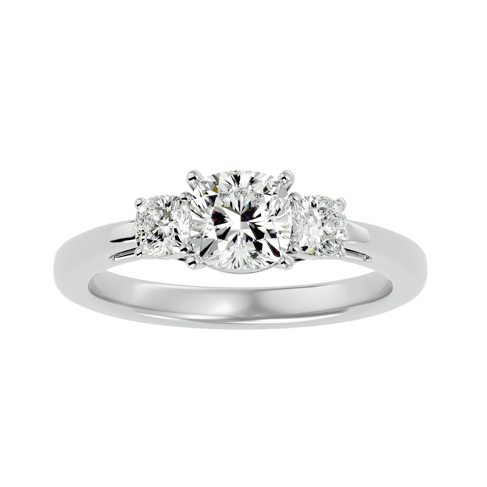 Tri Diamond solitaire wedding engagement ring with 360 view 3D print model_2