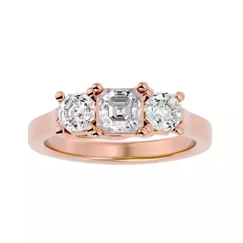 Tri Diamond solitaire wedding engagement ring with 360 view
