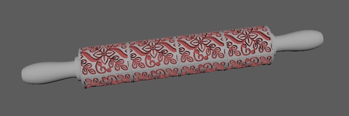 rolling pin cookie stencil 3D model_1