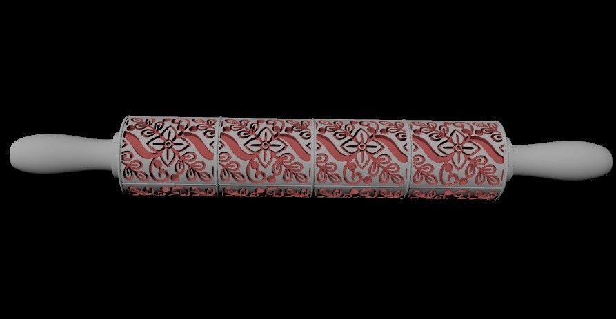 rolling pin cookie stencil 3D model_2