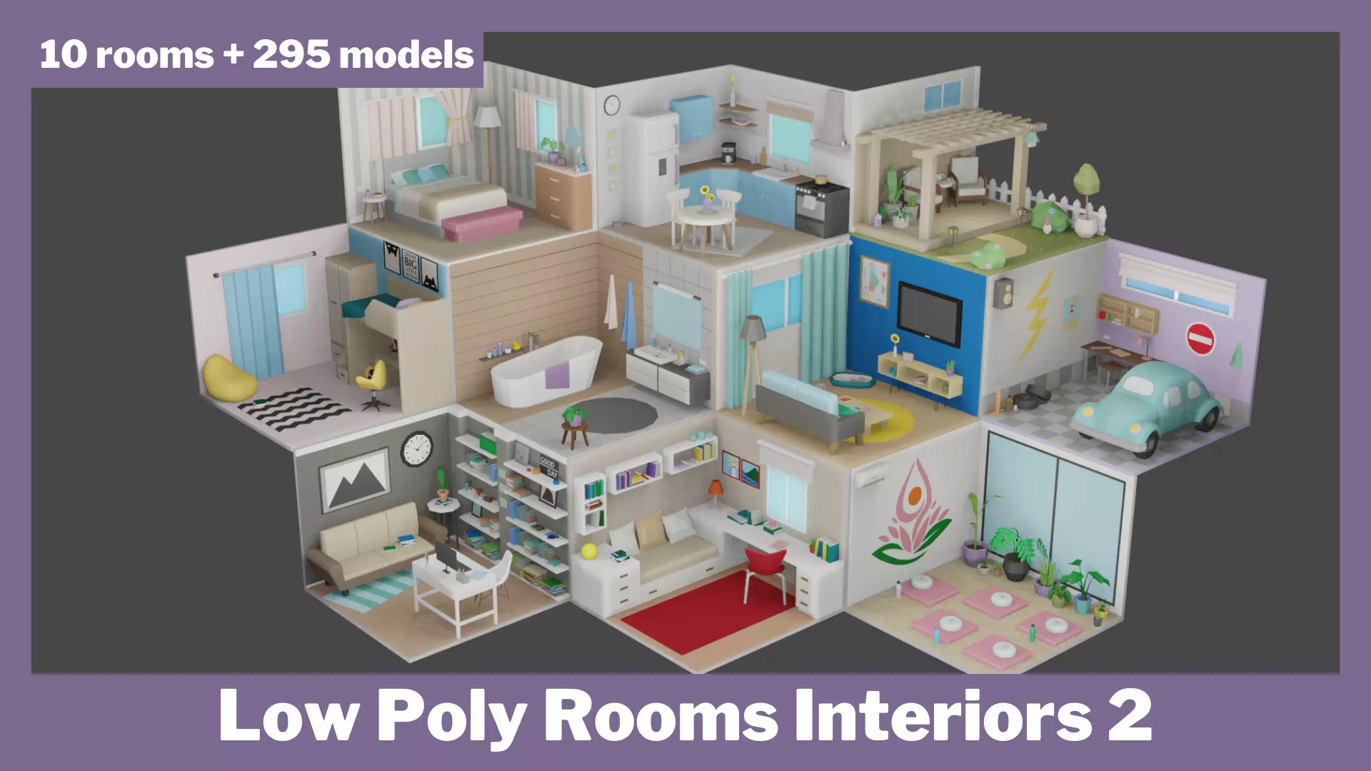 Low Poly Rooms Interior 2 Low-poly 3D model_0