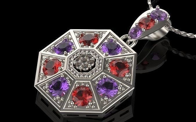 gold fashion diamond pendant  3D print model