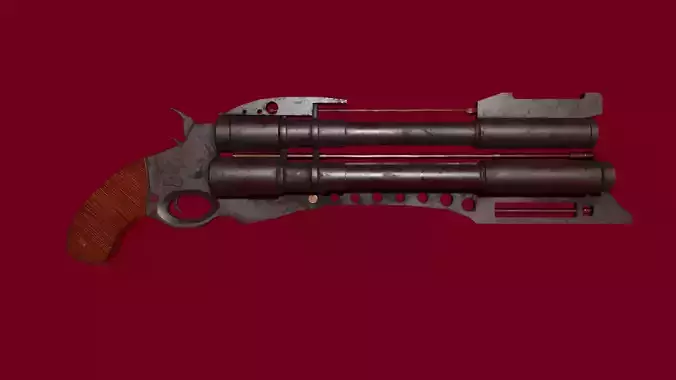 Triple Barrel Gun Low-poly 3D model