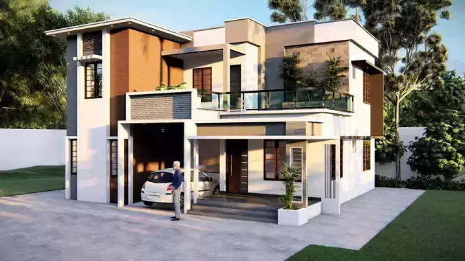 Two storeyed building 3D model 3D model