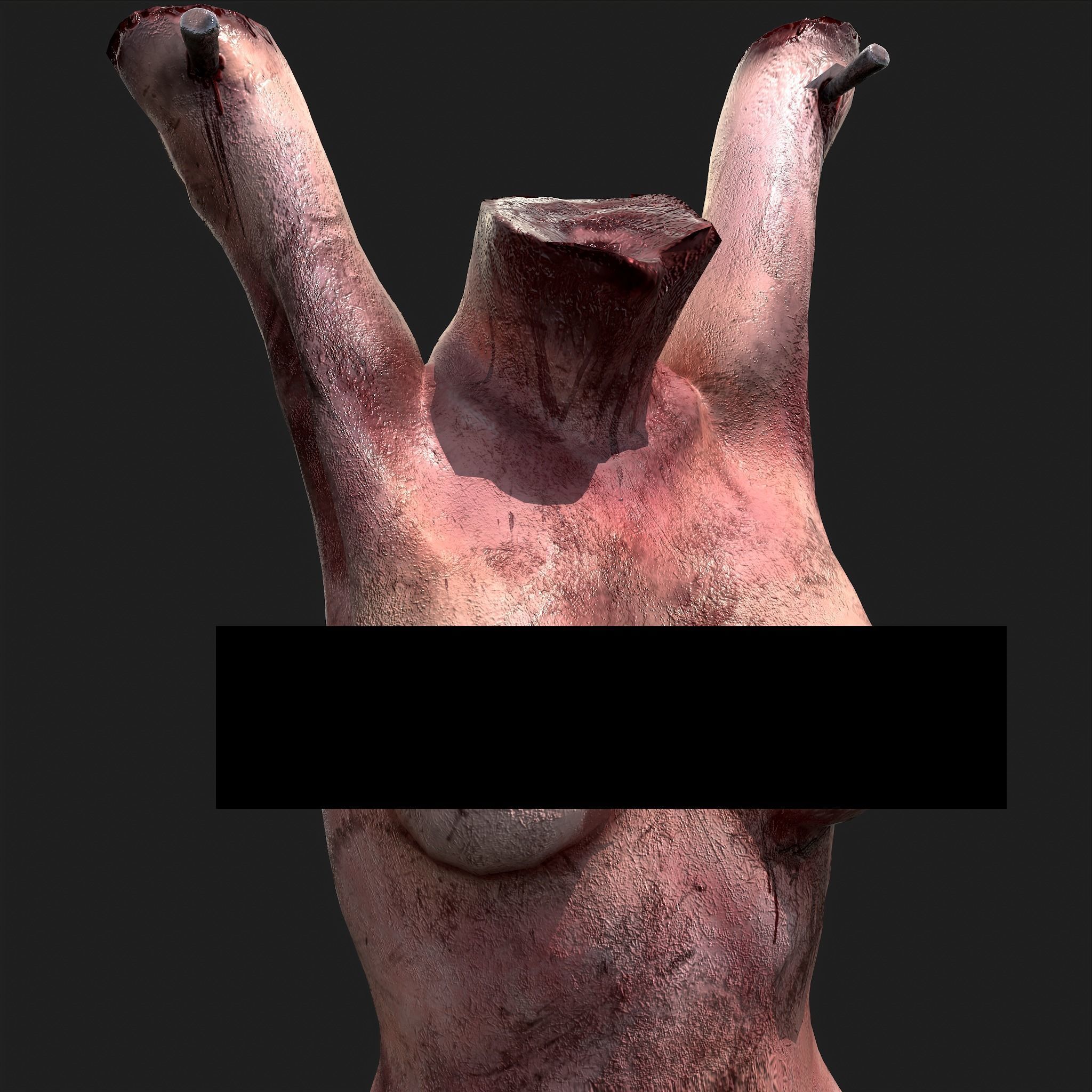 Hanging Female Severed Torso Horror Halloween Prop Low-poly 3D model_11