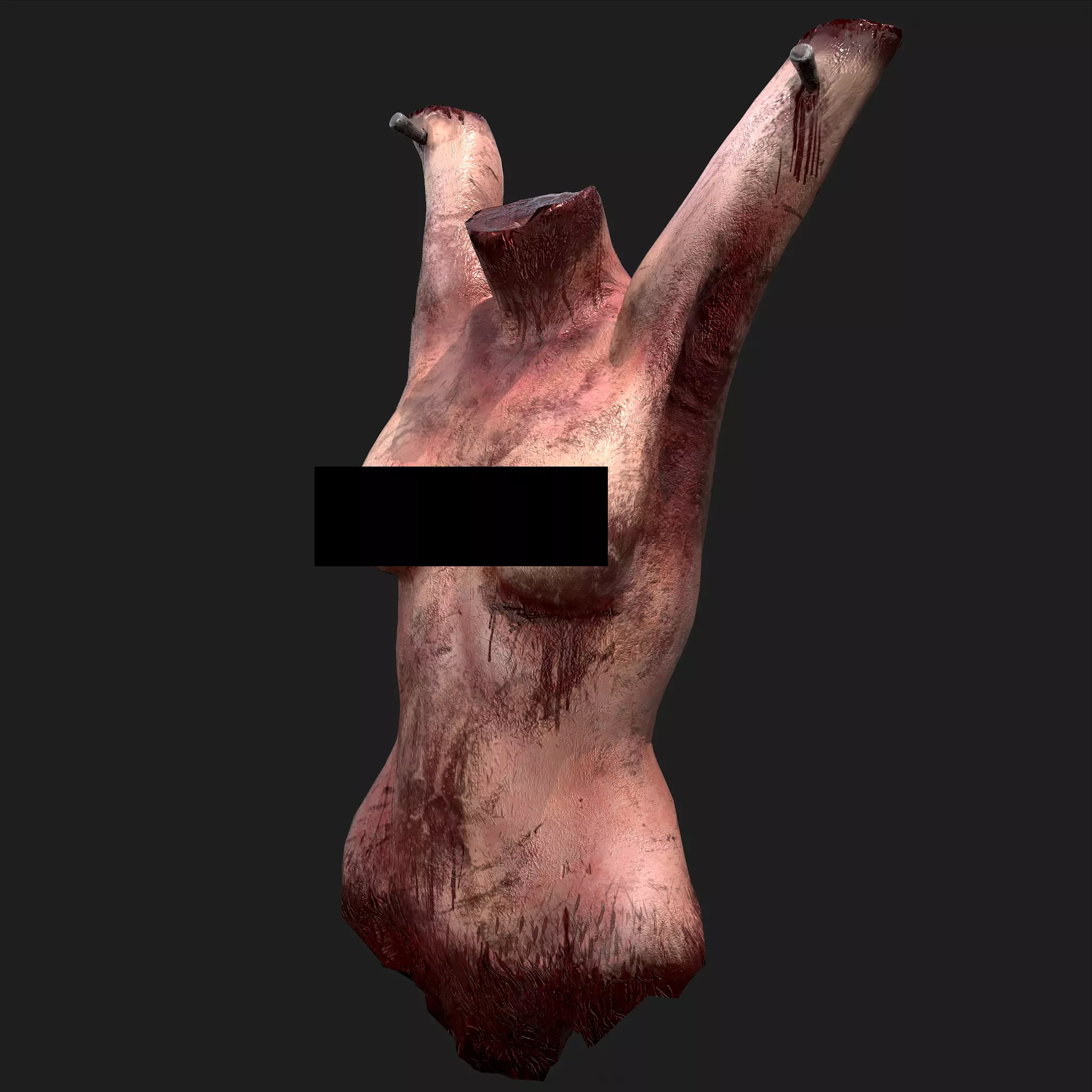 Hanging Female Severed Torso Horror Halloween Prop Low-poly 3D model_0
