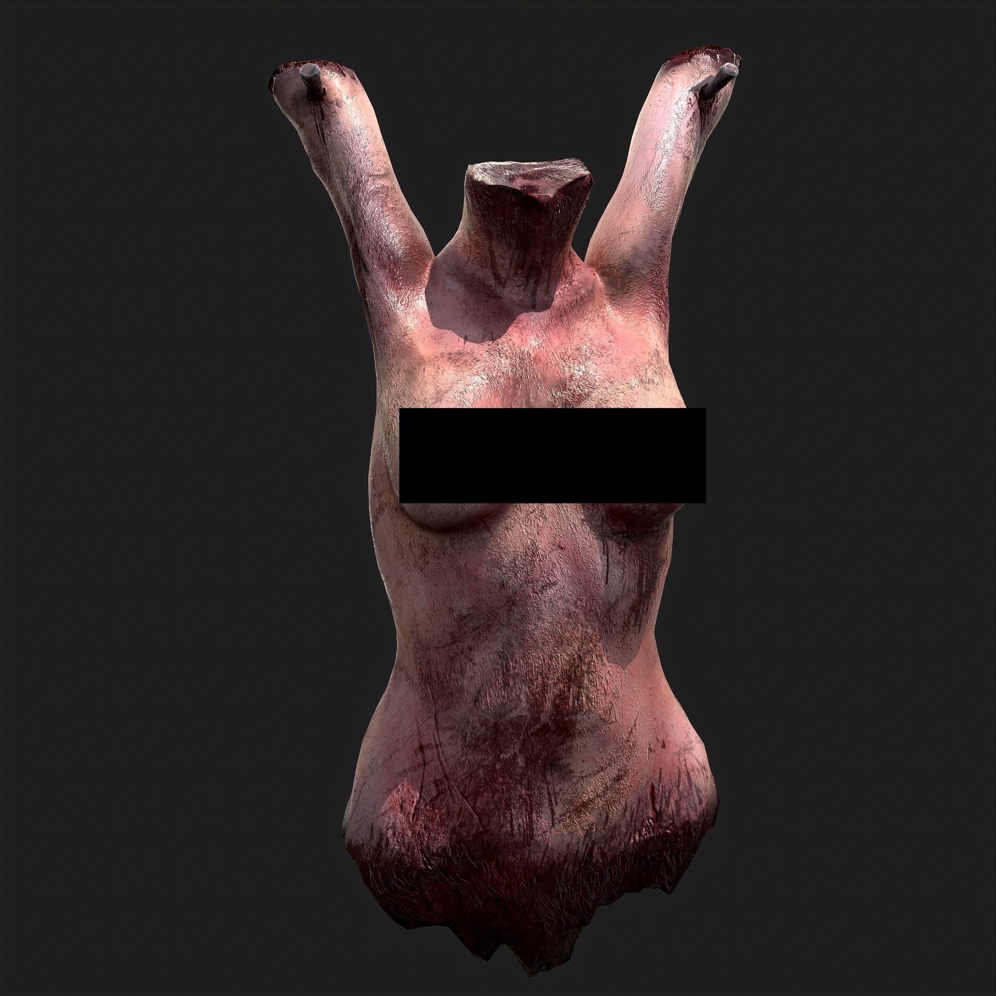 Hanging Female Severed Torso Horror Halloween Prop Low-poly 3D model_2