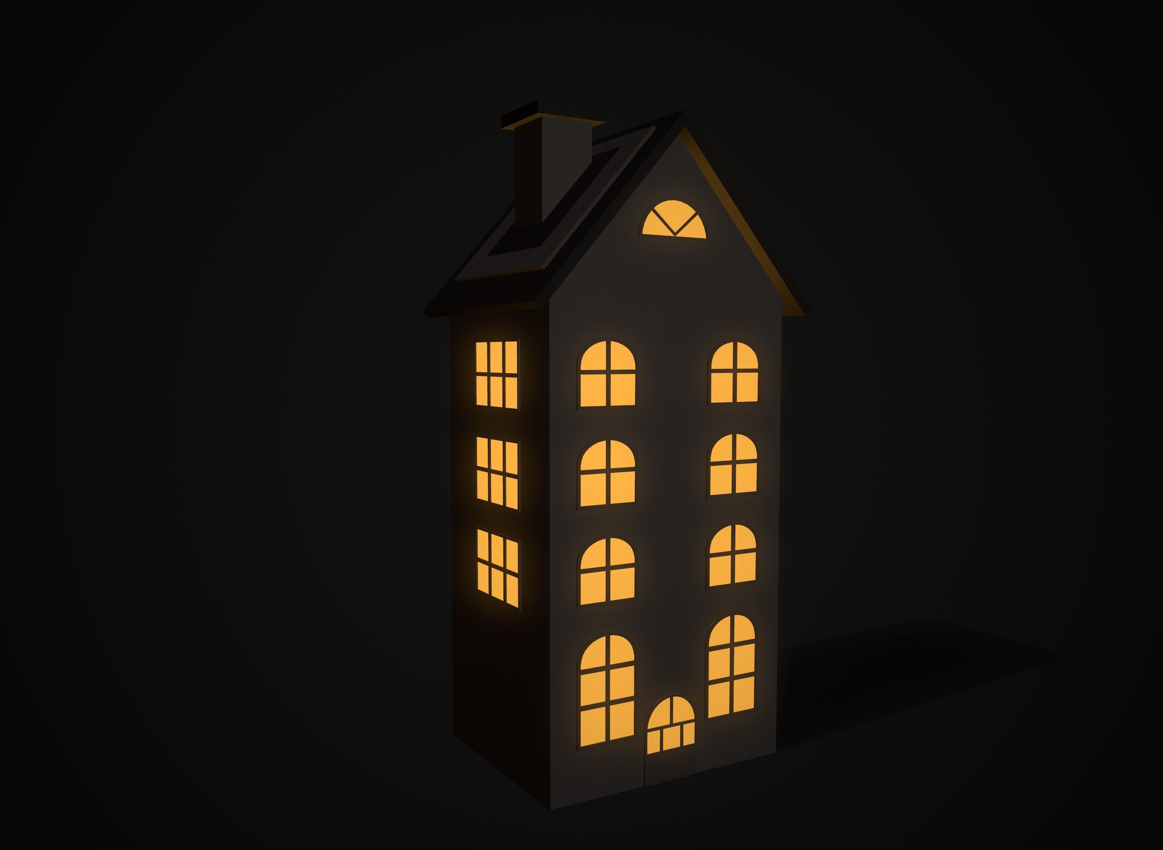 Christmas village houses Low-poly 3D model_22