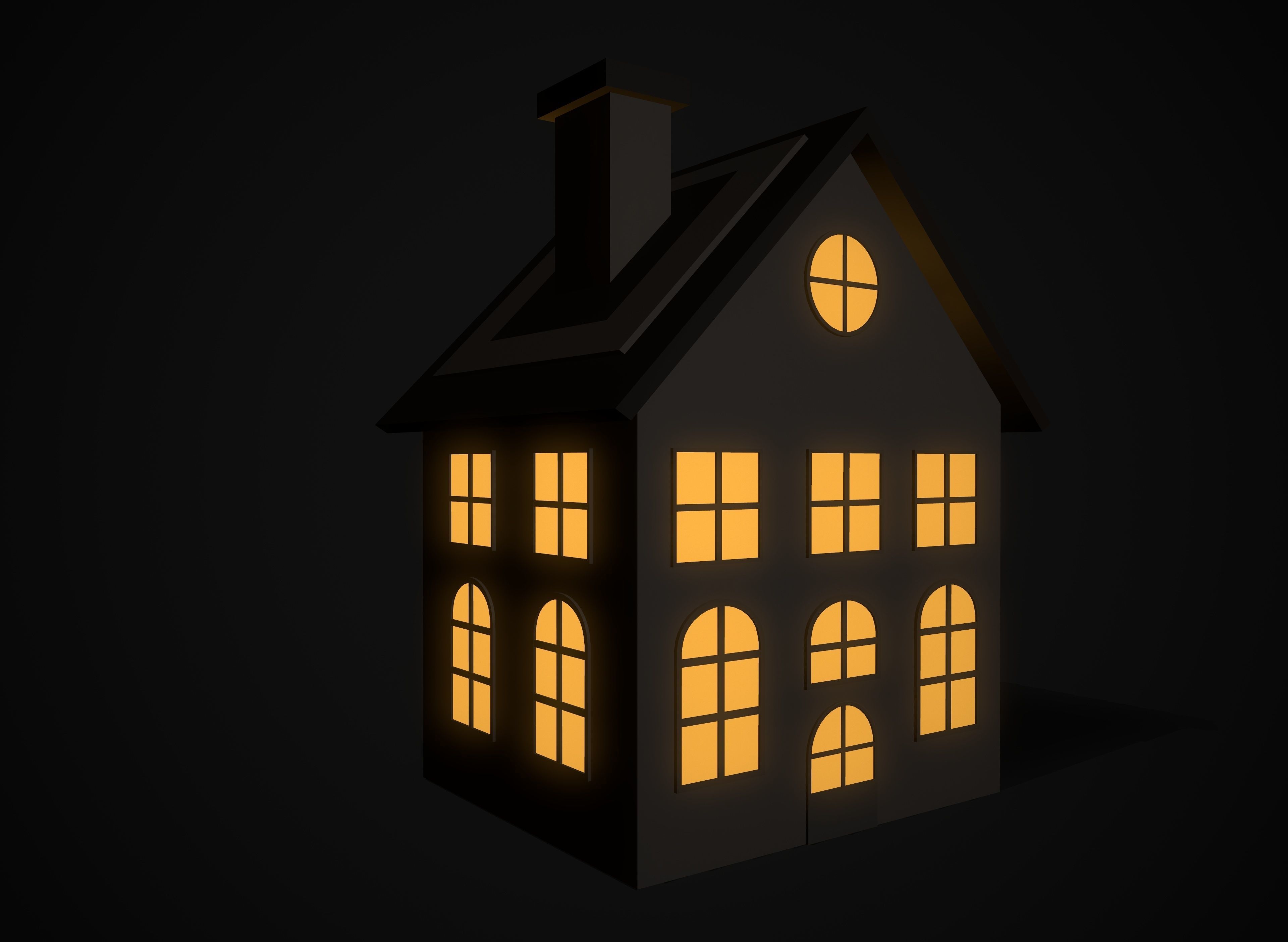 Christmas village houses Low-poly 3D model_16