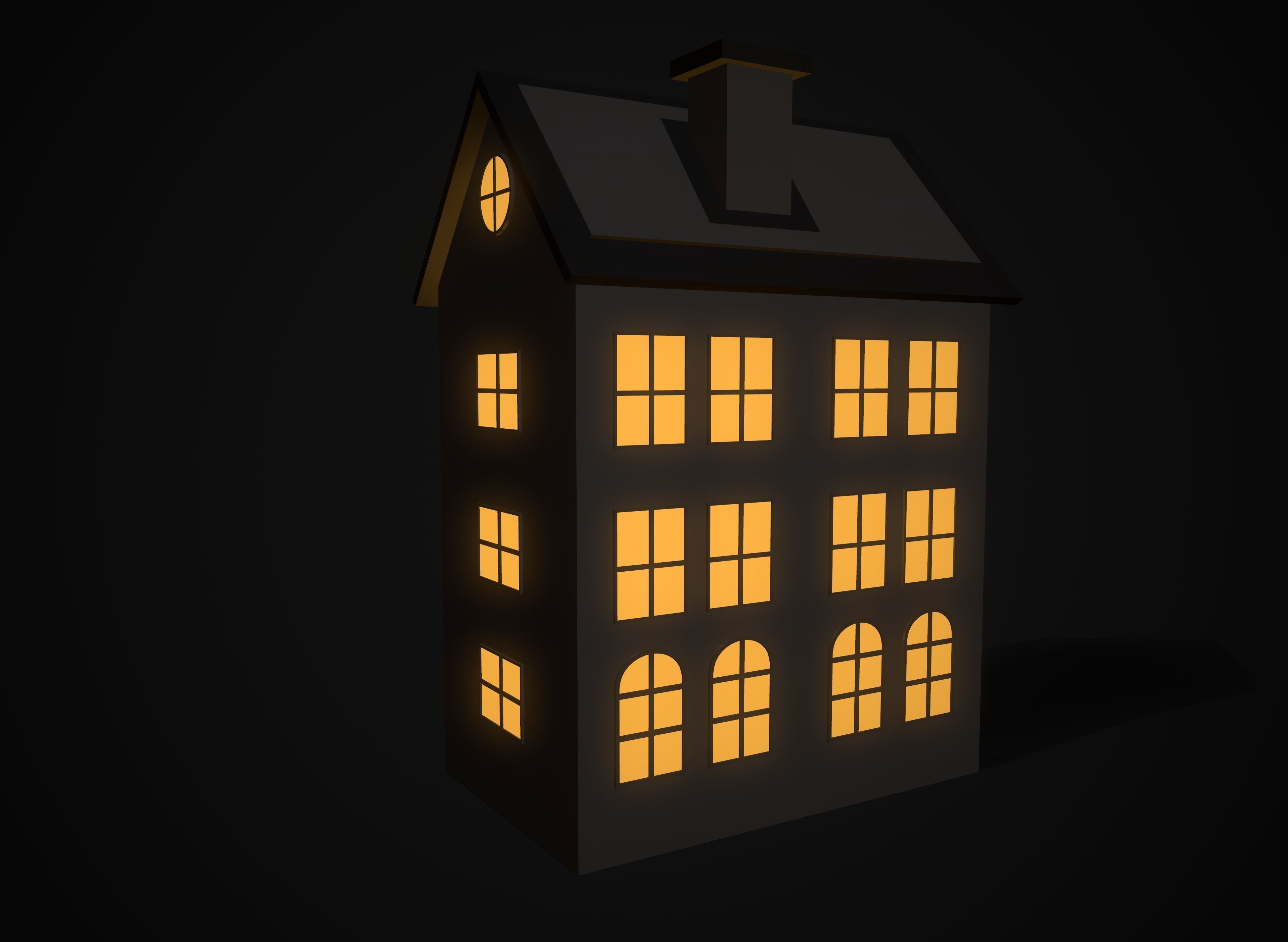 Christmas village houses Low-poly 3D model_25