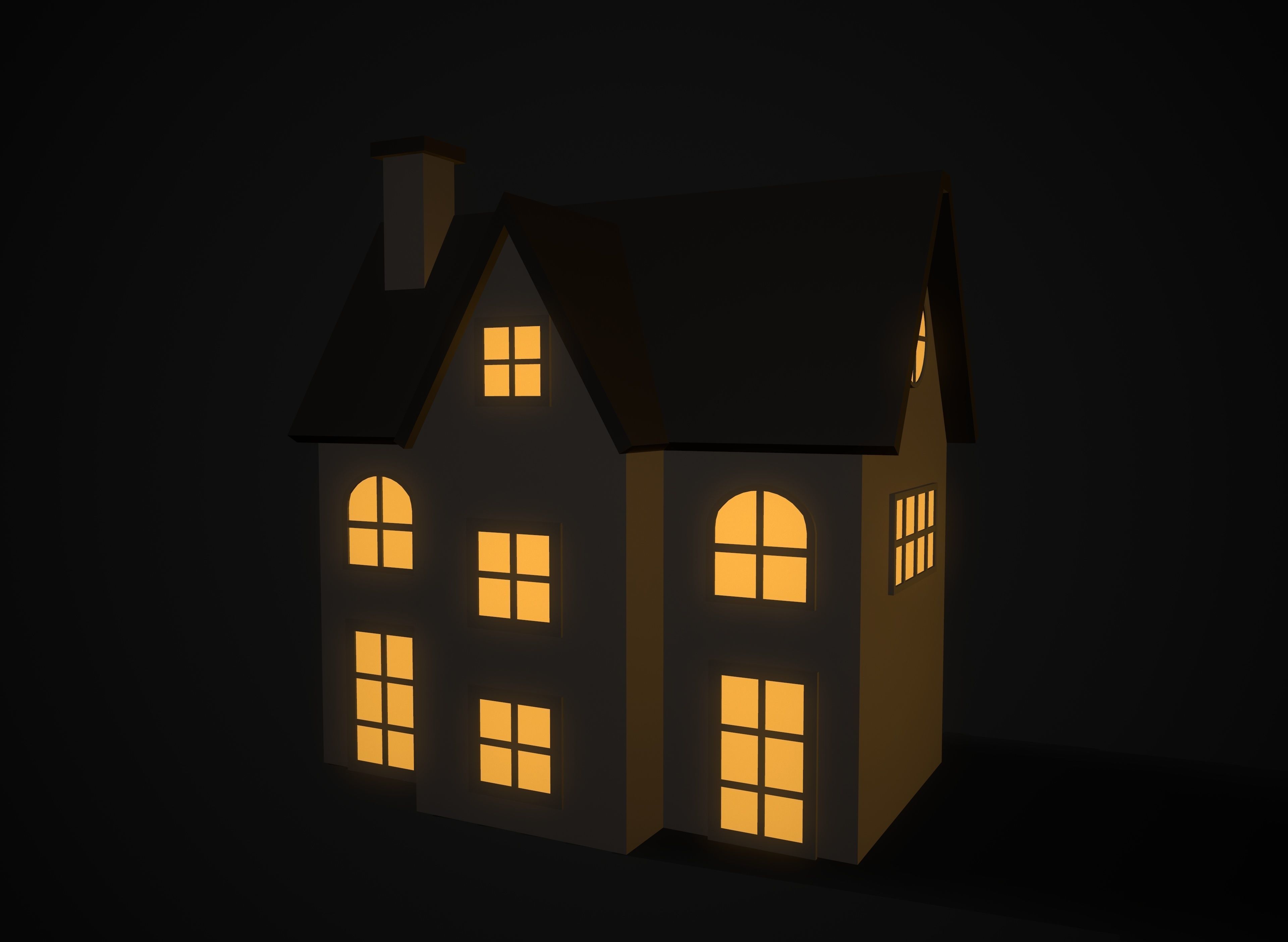 Christmas village houses Low-poly 3D model_11