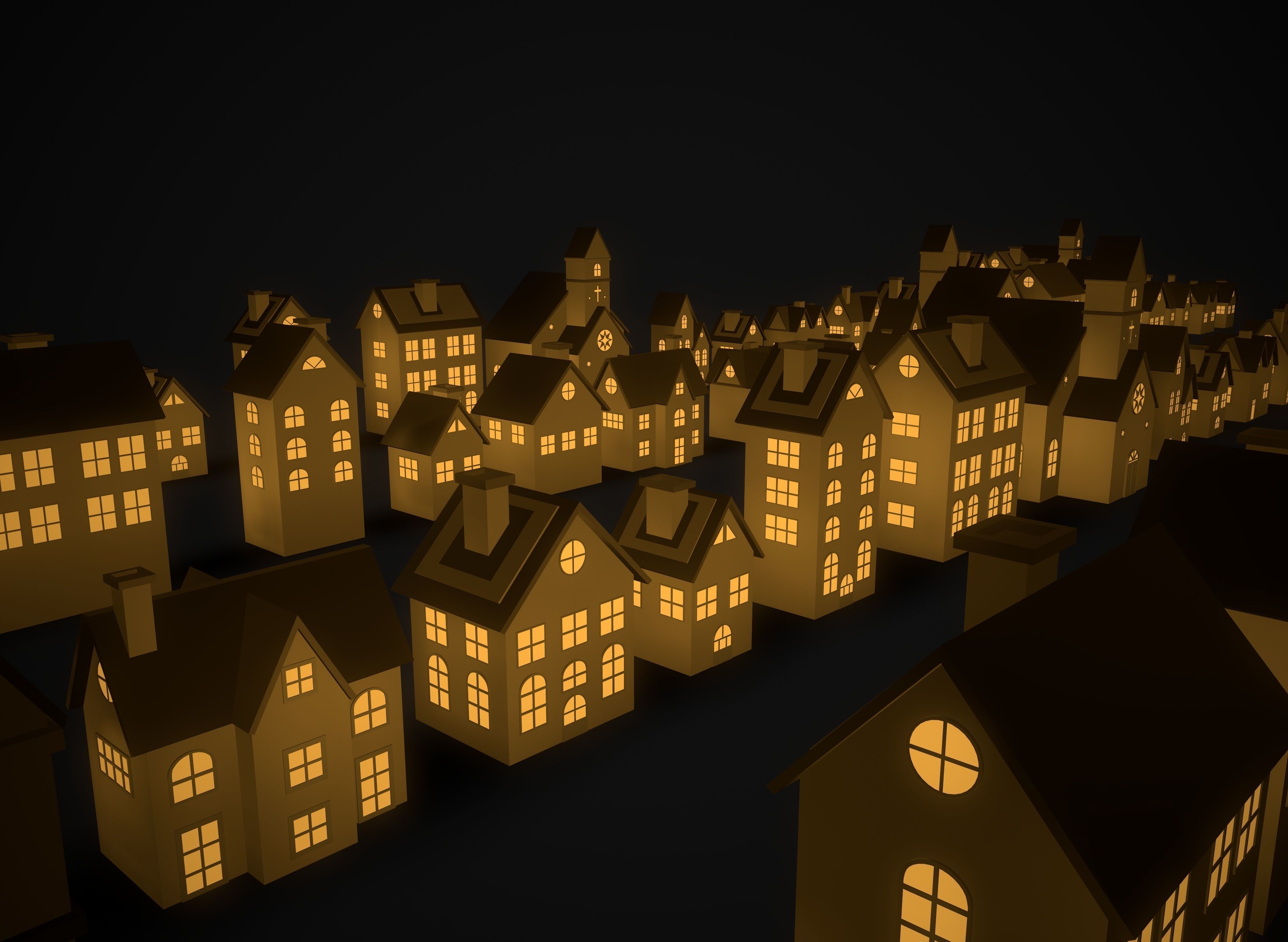 Christmas village houses Low-poly 3D model_3