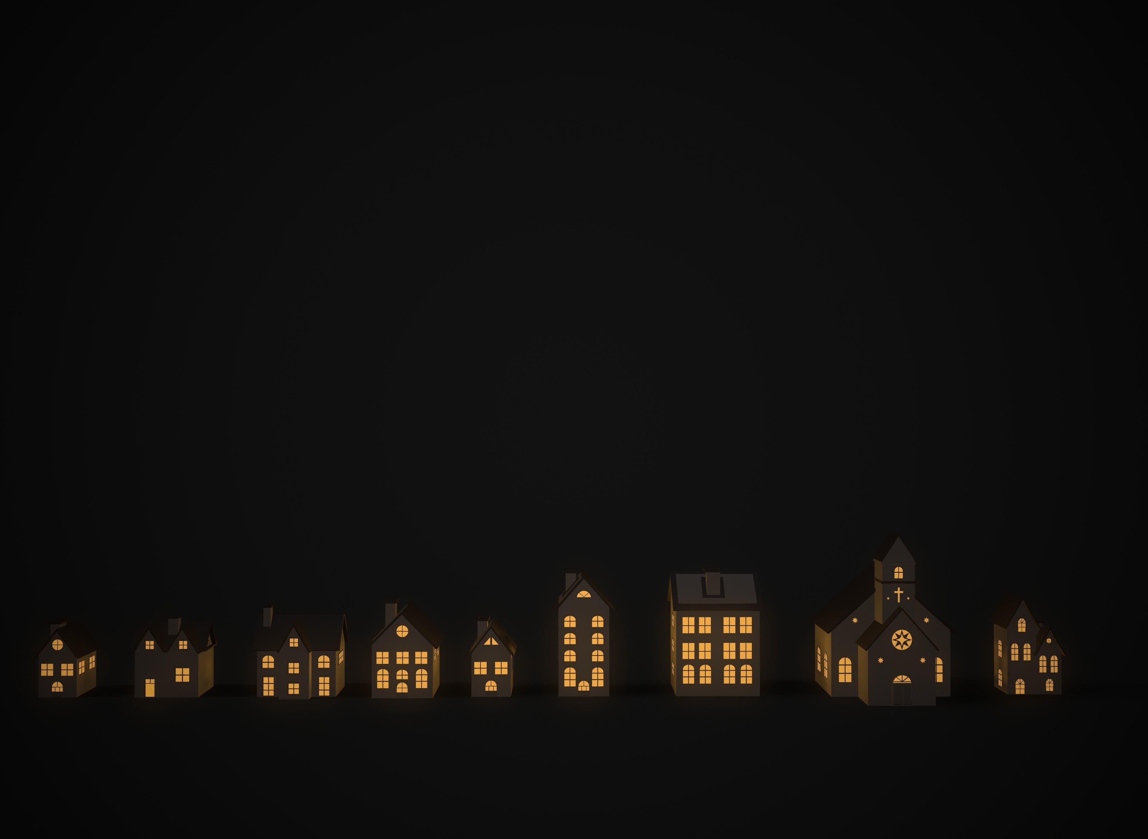 Christmas village houses Low-poly 3D model_35