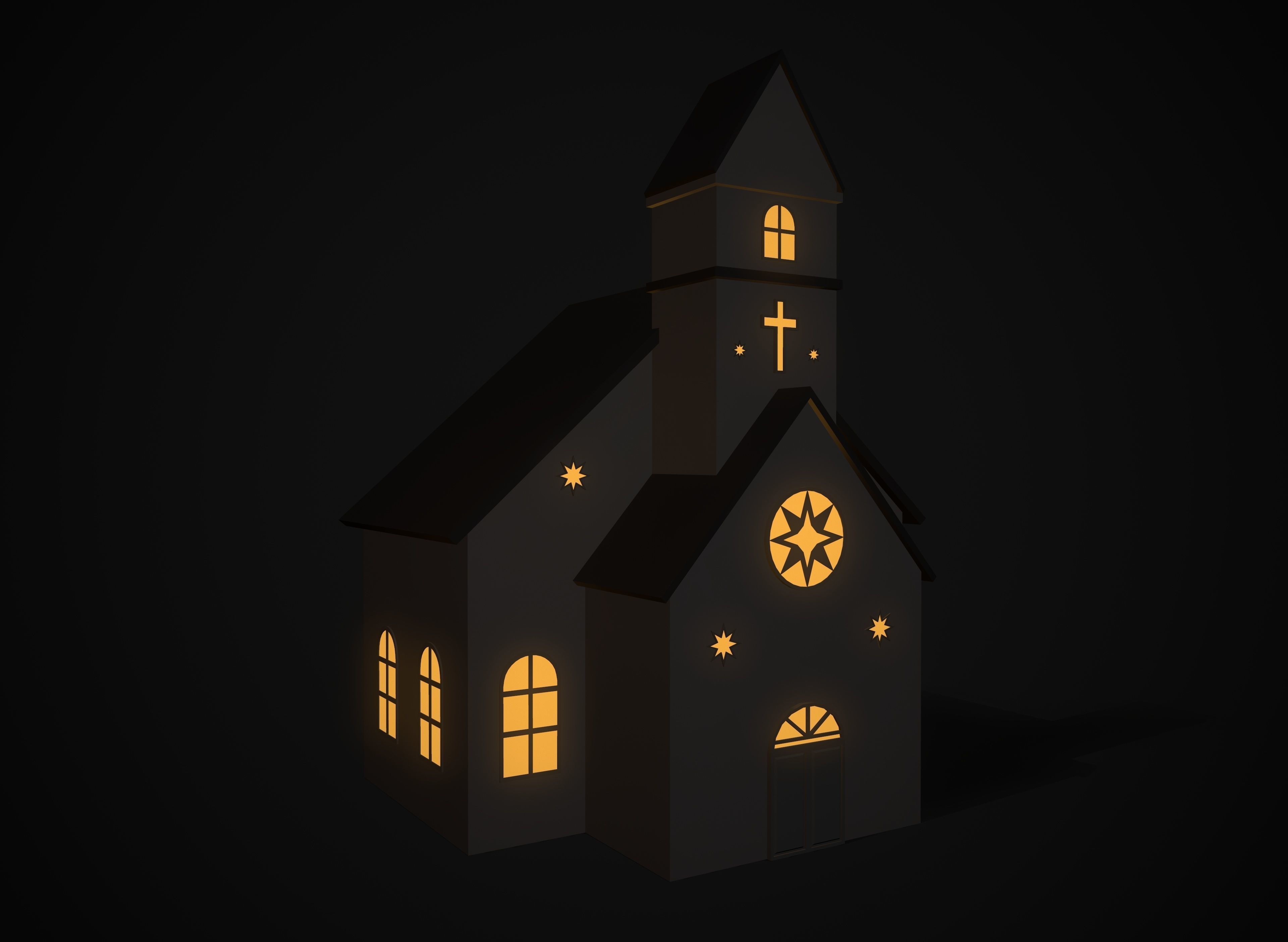 Christmas village houses Low-poly 3D model_28