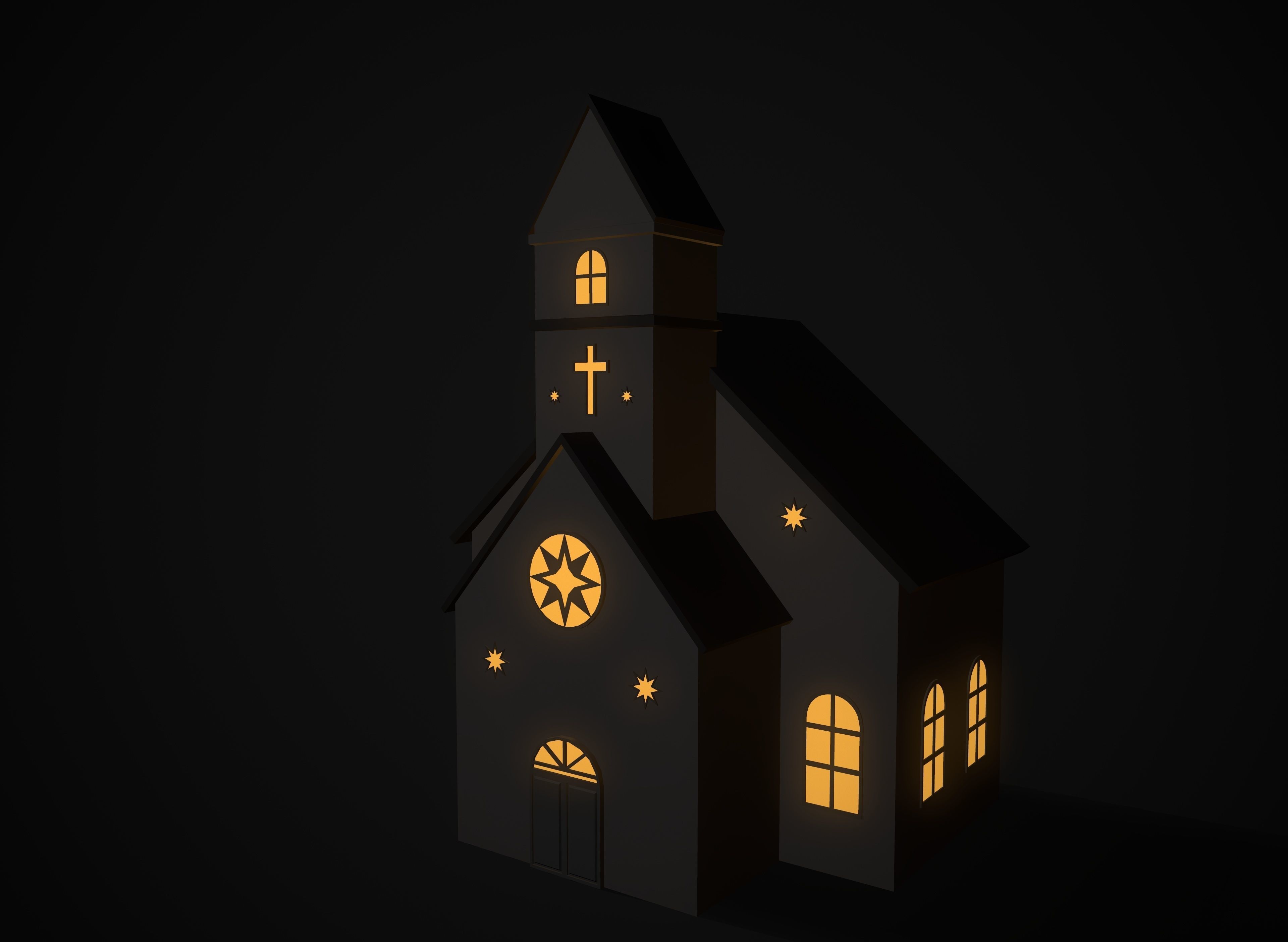 Christmas village houses Low-poly 3D model_26
