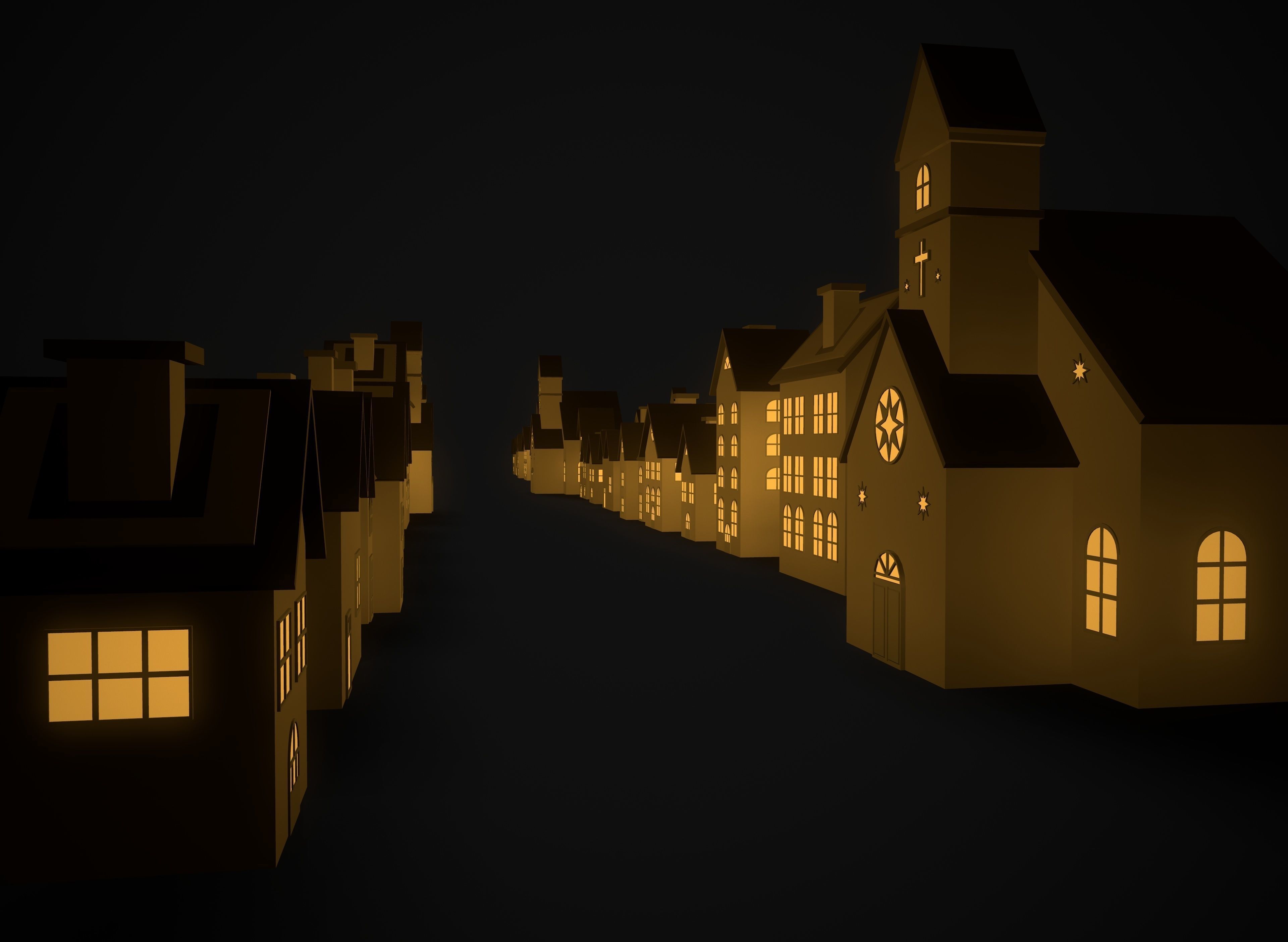 Christmas village houses Low-poly 3D model_4