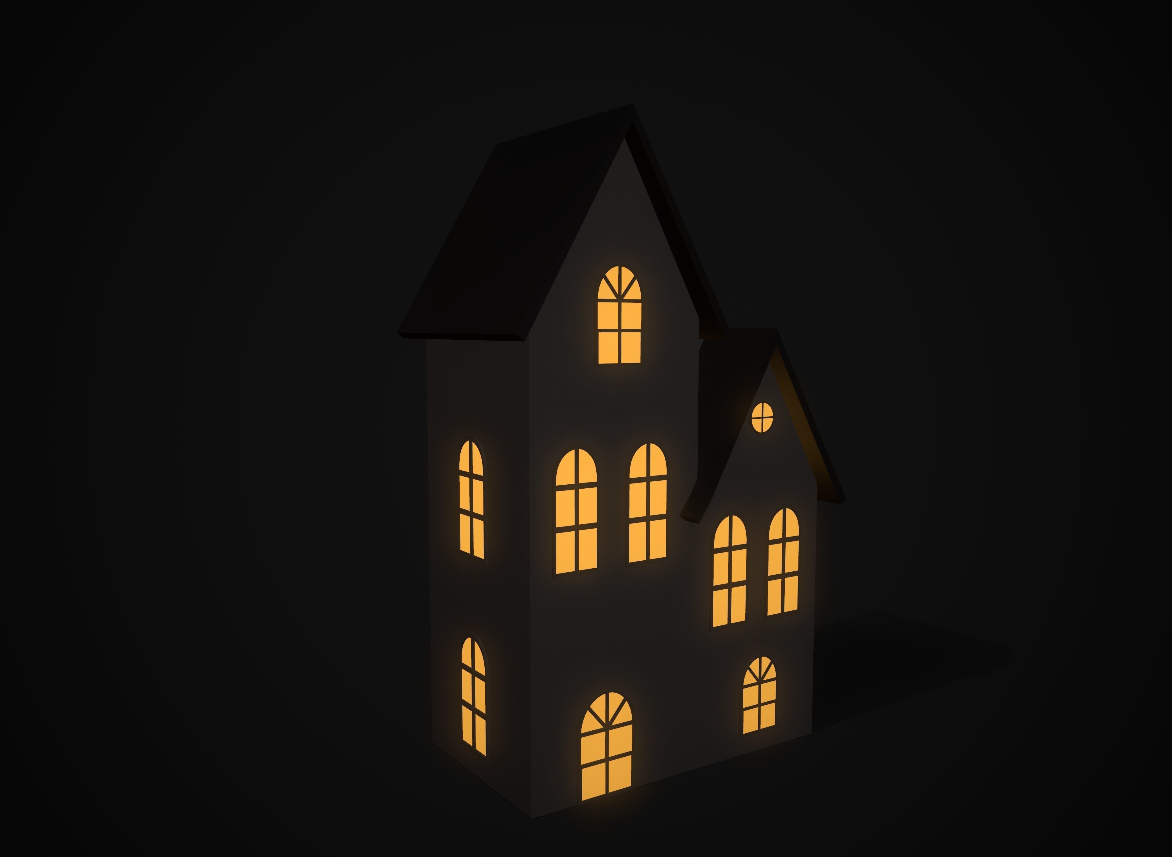 Christmas village houses Low-poly 3D model_33