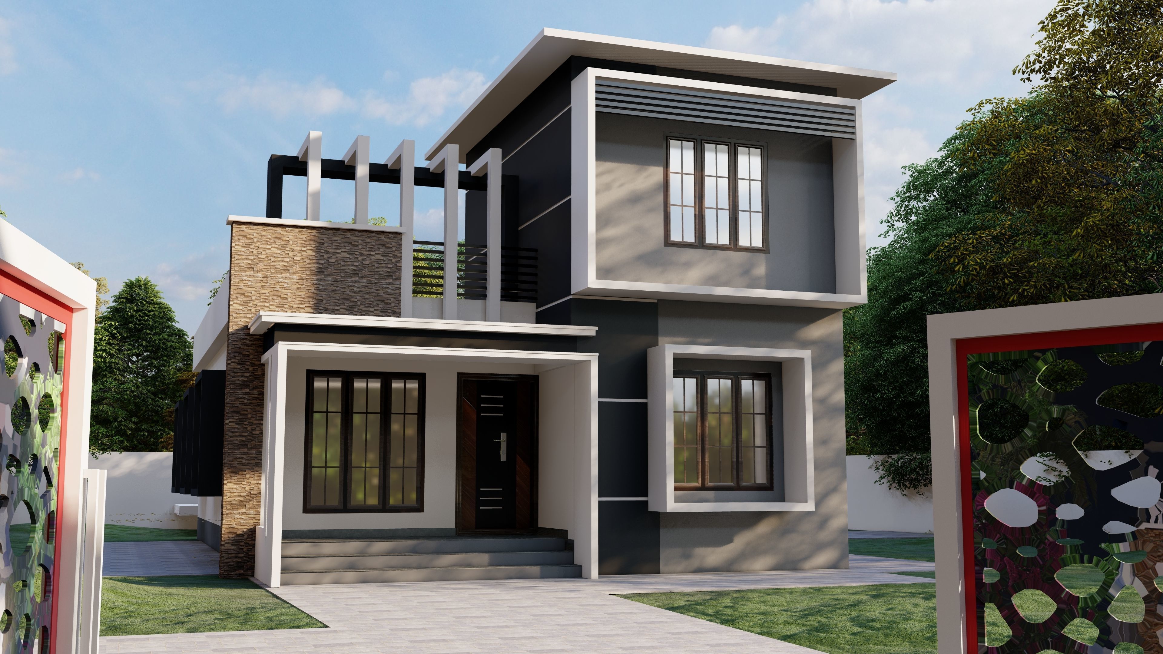 Two storeyed building 3D model 3D model_1