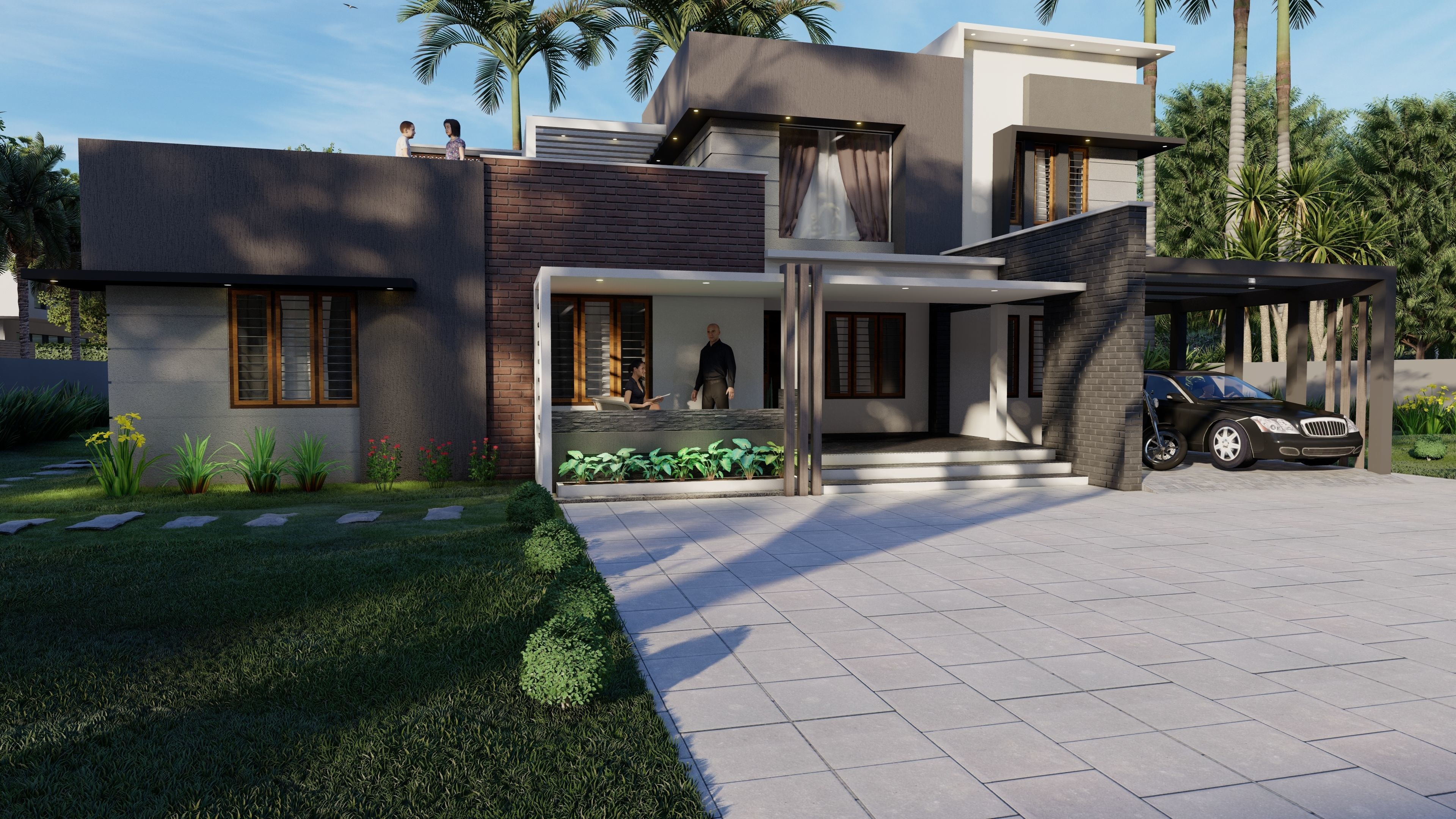 Two storeyed building 3D model 3D model_1