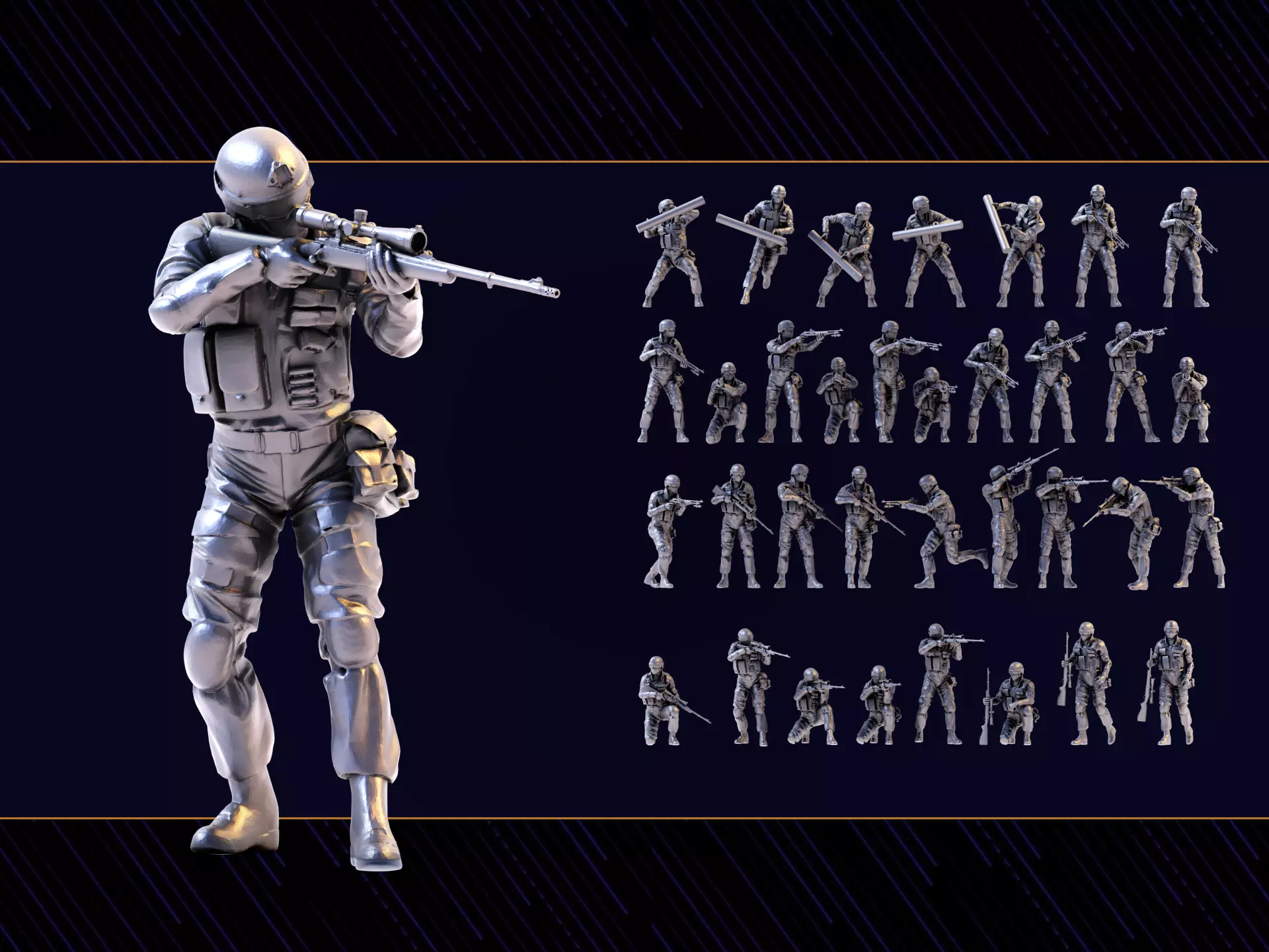 SWAT Figure Set 03 3D print model