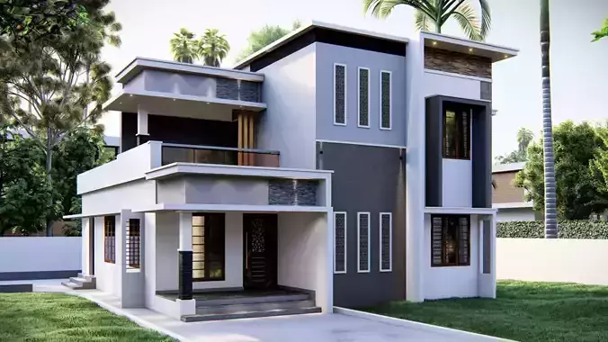 Two storeyed building 3D model 3D model