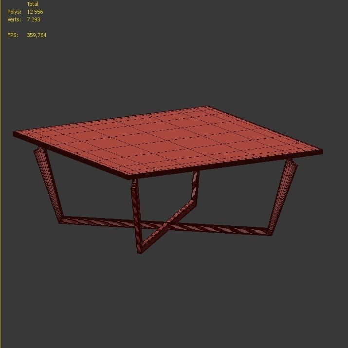 Kang W square coffee table with legs 3D model_2