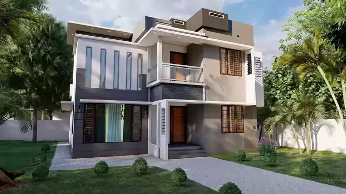 Two storeyed building 3D model 3D model