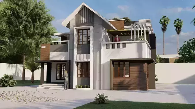 Two storeyed building 3D model 3D model